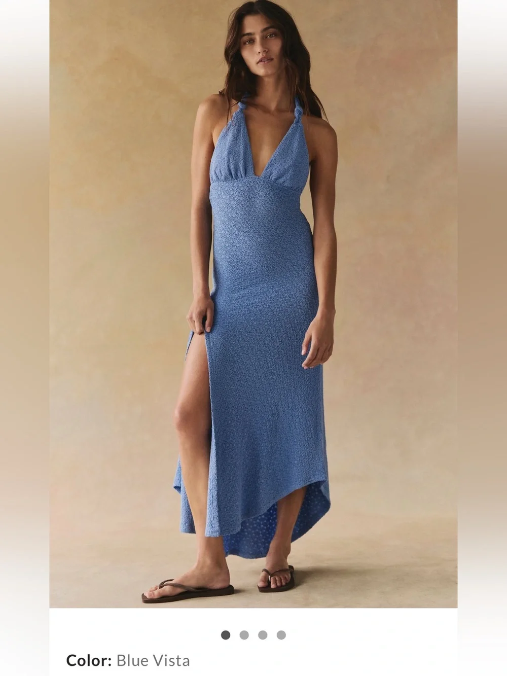 Free People Amelie Midi Dress in Blue Vista